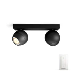 Buckram Plafondlamp 2xBar/Tube White Amb. Black - Philips Hue - Koop Online