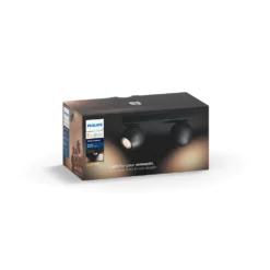 Buckram Plafondlamp 2xBar/Tube White Amb. Black - Philips Hue - Koop Online -Winkel Voor Modeverlichting 8718696164136 buckram loftlampe bartube sort philips hue 3